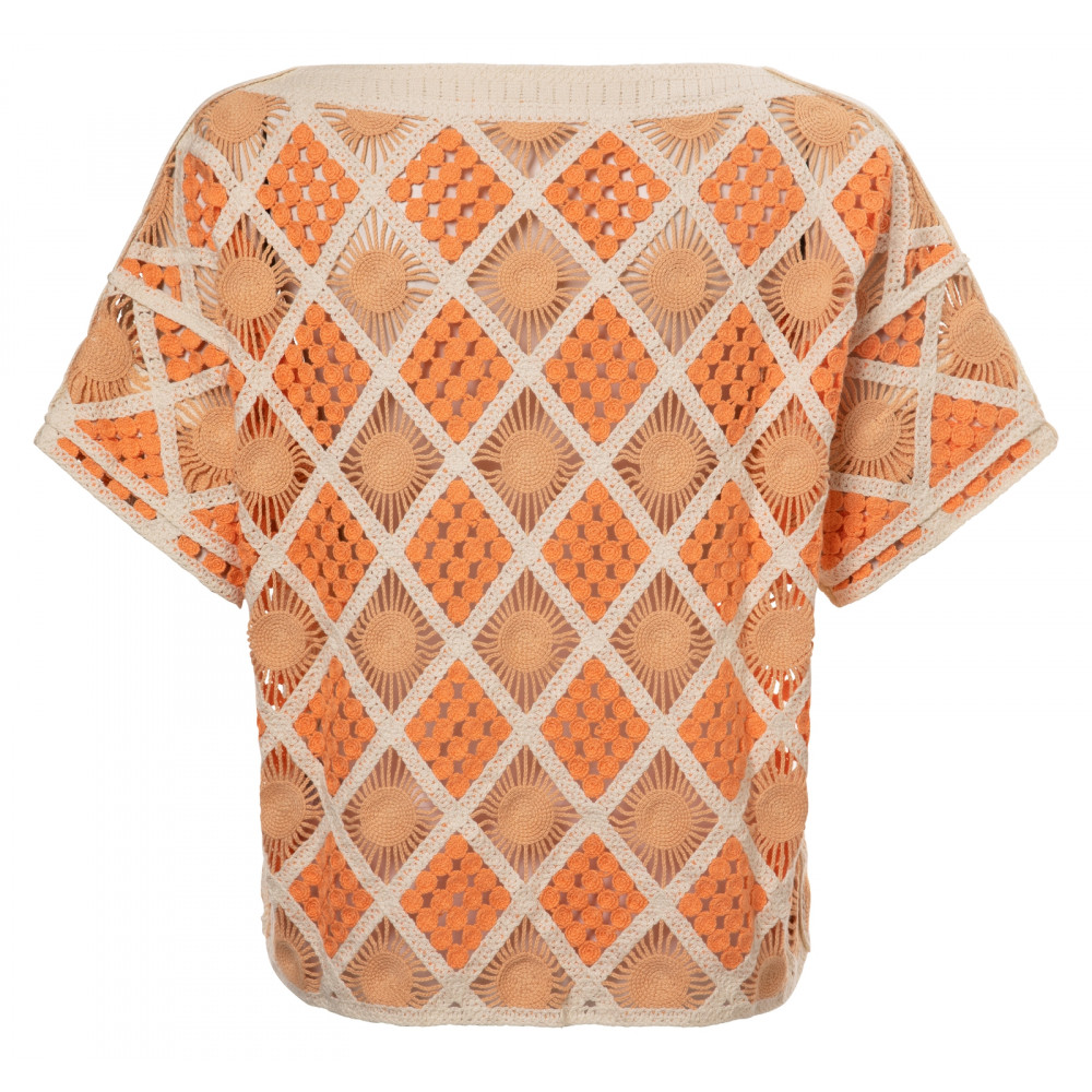YAYA - Cantaloup Orange Dessin Crochette Boxy Sweater – Energy Clothing ...