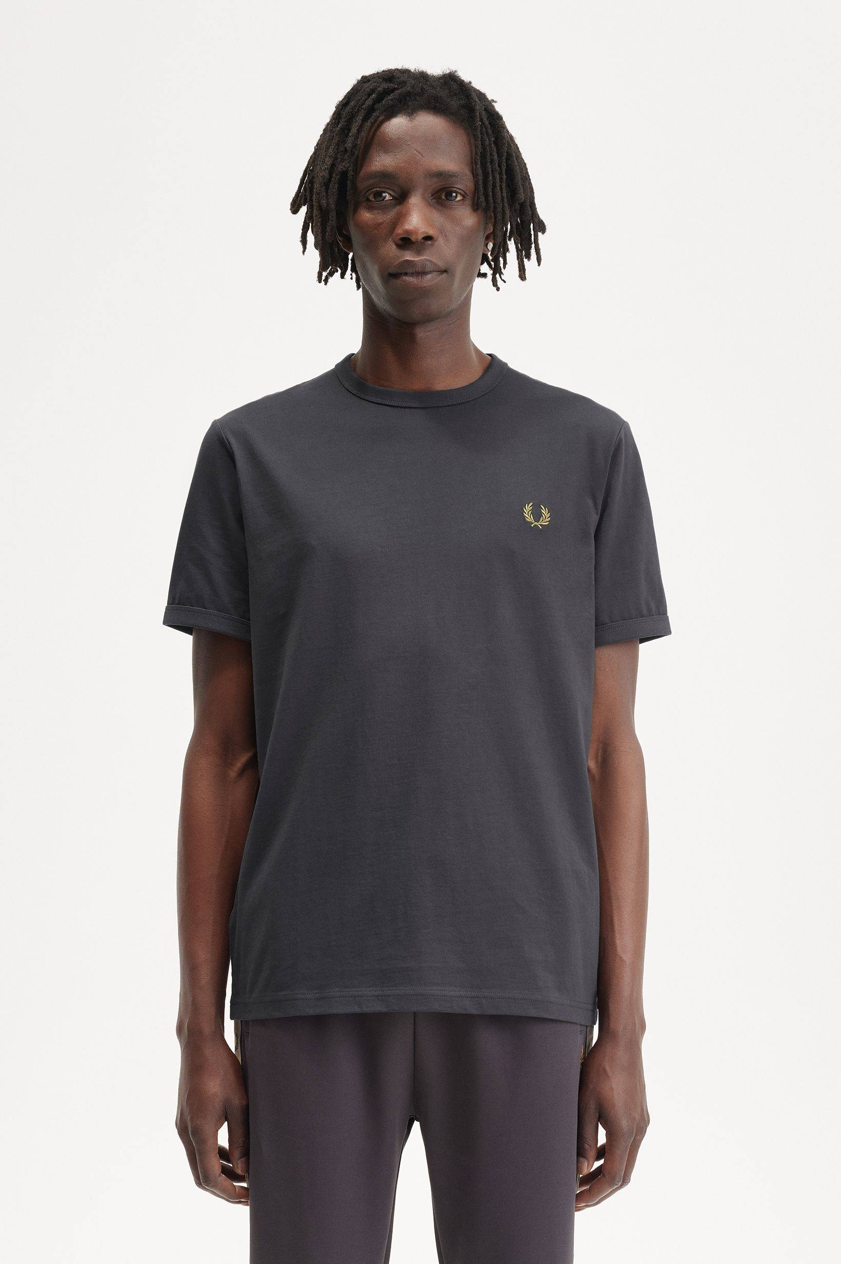 FRED PERRY - Grey/Dark Caramel Ringer T-shirt – Energy Clothing Stamford